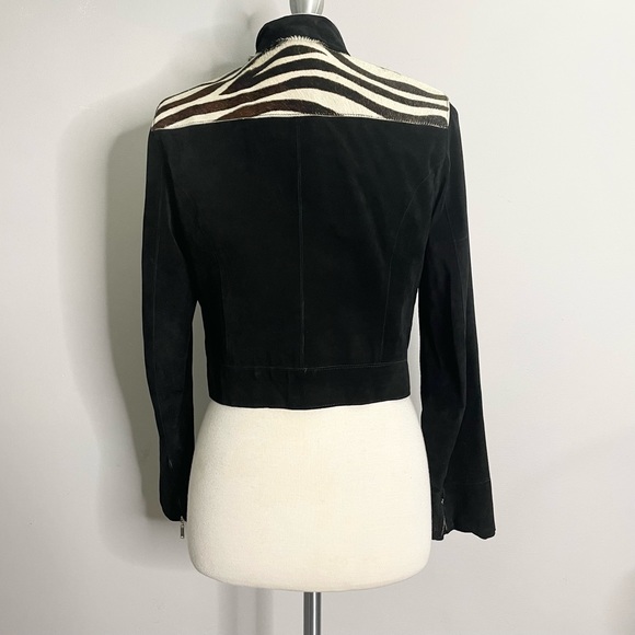 bebe Black and White Leather Jacket Timeless Elegance - Picture 3 of 9